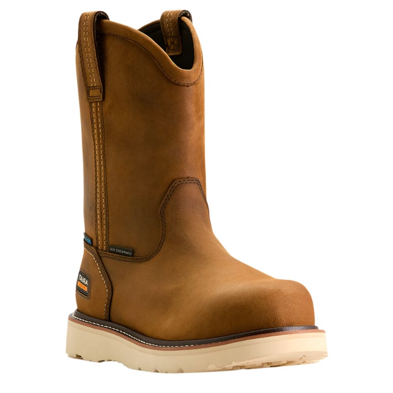 ARIAT Boots Ariat Men's Rebar Wedge Pull-On Waterproof Distressed Brown Composite Toe Work Boot 10053613