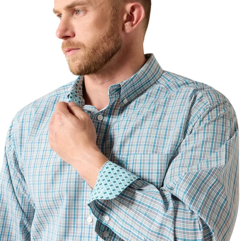 ARIAT Shirts Ariat Men's Angel Blue Plaid Wrinkle Free Antonio Western Shirt 10071028