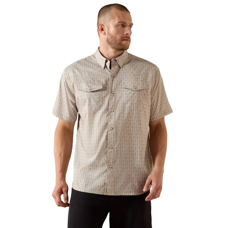 ARIAT Shirts Ariat Men's Island Fossil Printed Western VentTek Snap Shirt 10071045