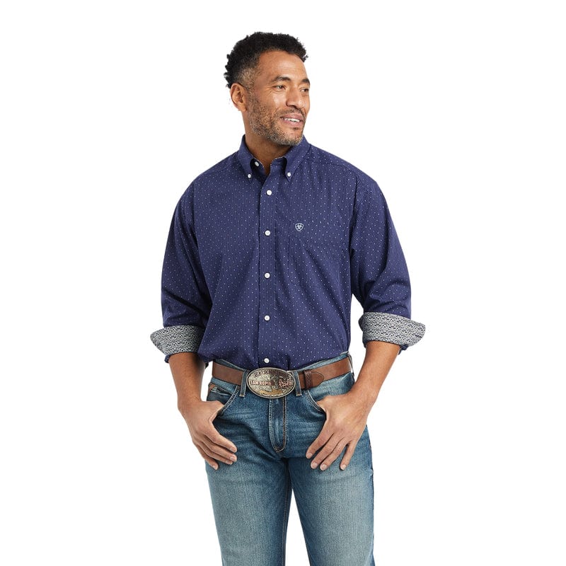 ARIAT Shirts Ariat Men's Izik Midnight Sail Wrinkle Free Classic Fit Long Sleeve Shirt 10042320