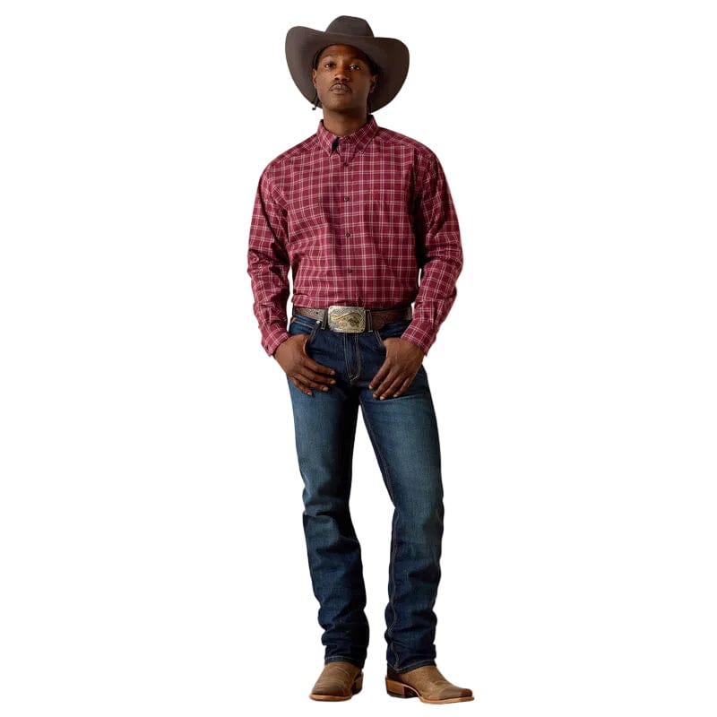 ARIAT Shirts Ariat Men's Maroon Banner Plaid Pro Series Tidus Western Shirt 10071581