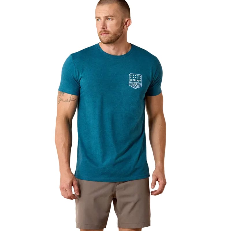 ARIAT T-Shirt Ariat Men's Monaco Blue Patriotic Badge T-Shirt 10073965