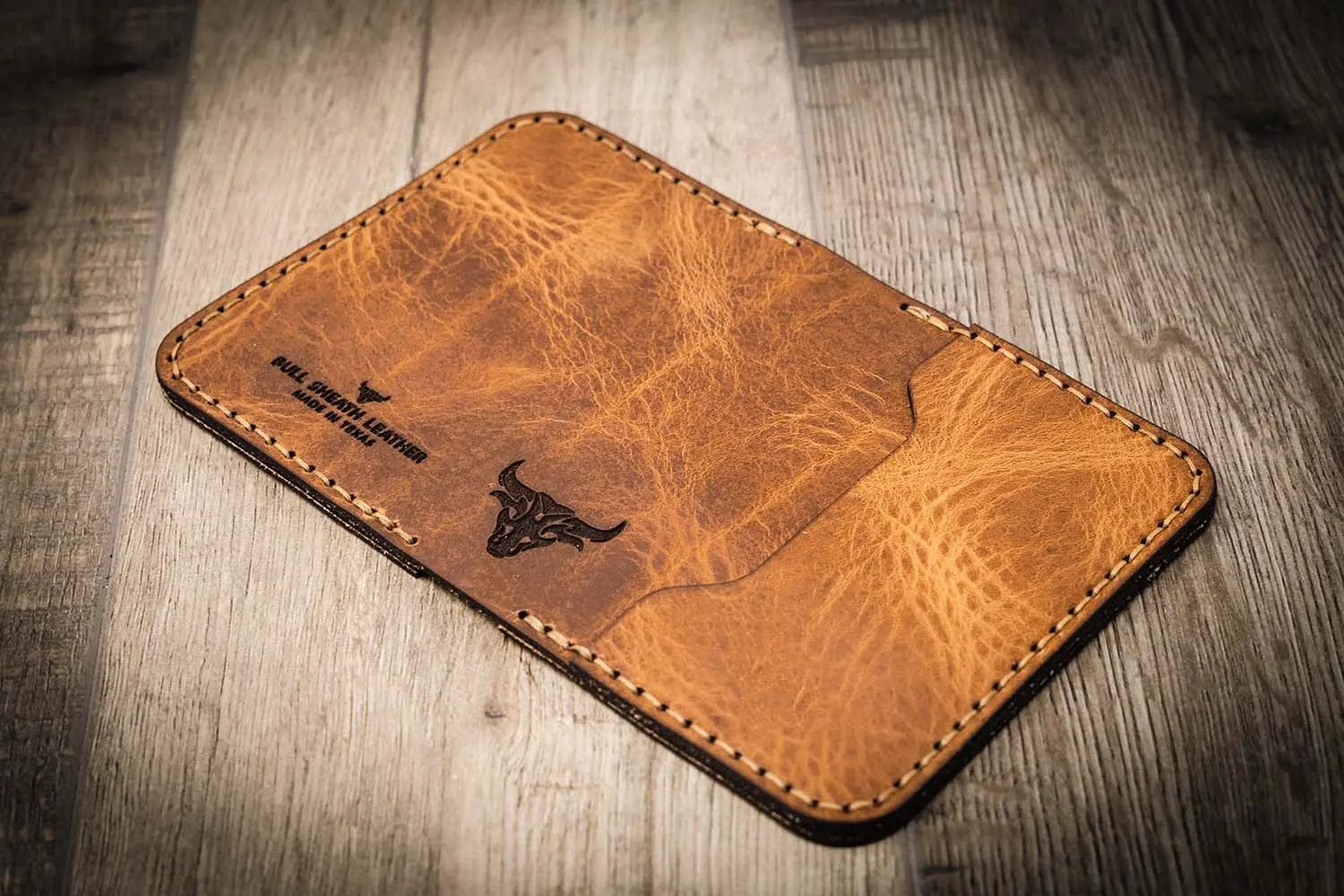 Bull Sheath Leather The Georgetown Minimalist Wallet in Saddle Tan