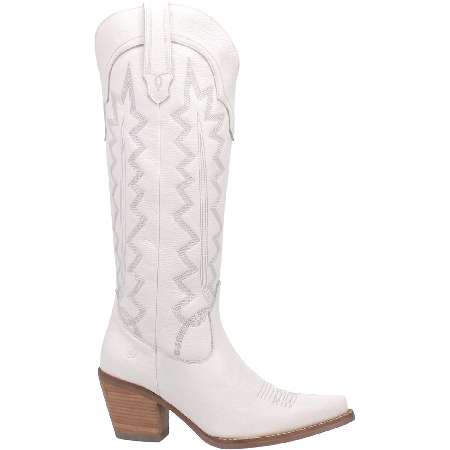 DINGO Boots Dingo Women's High Cotton White Leather Cowgirl Boots DI 936