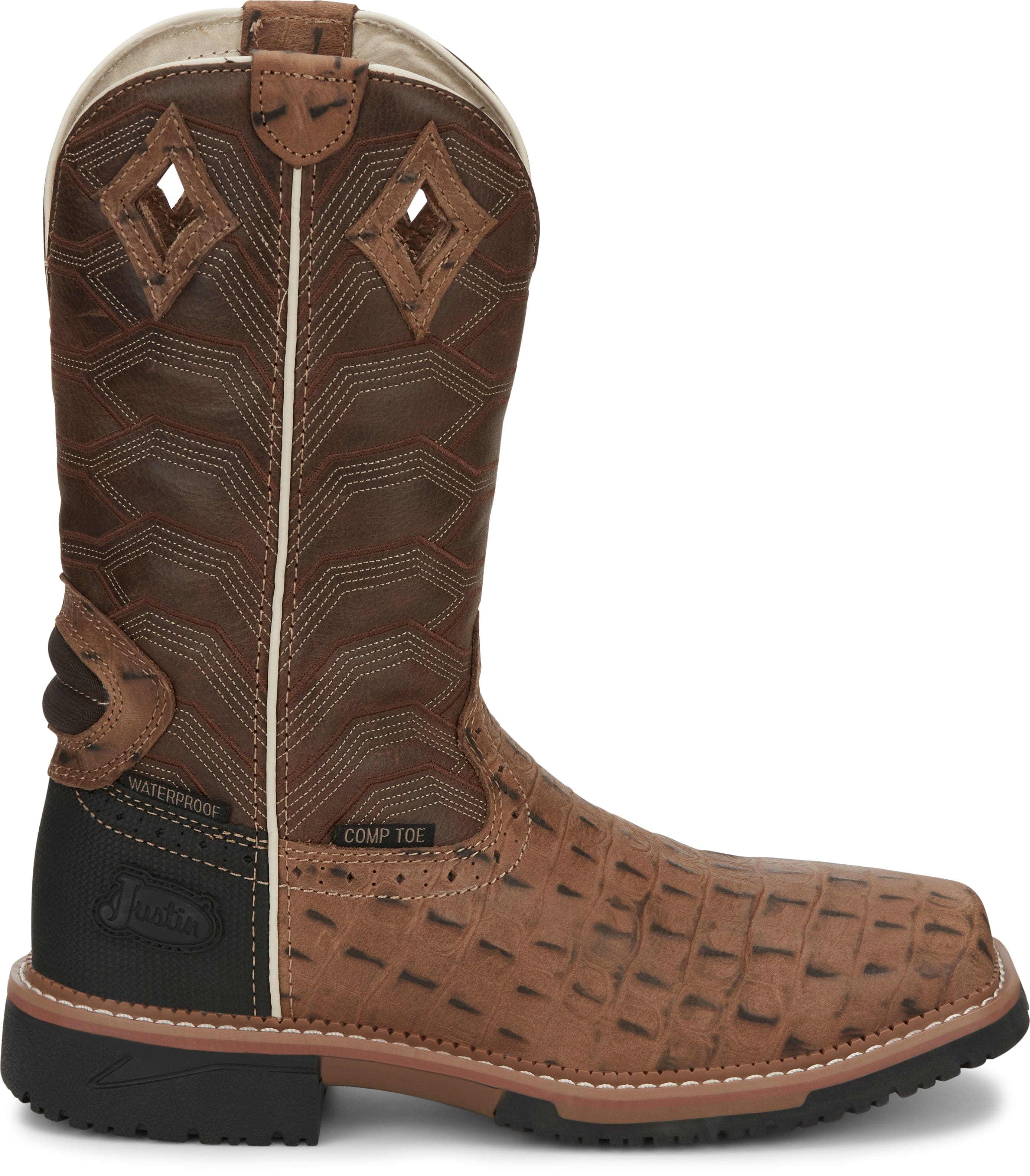 Justin Boots Boots Justin Men’s Hybred Derrickman Caramel Croc Print Comp Toe Work Boot SE4839