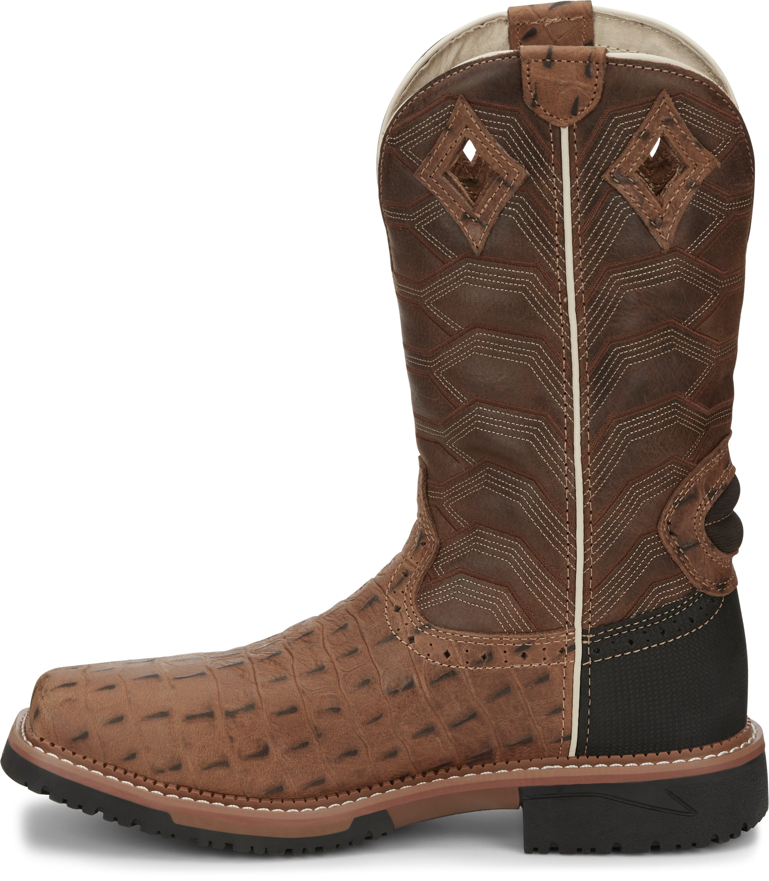 Justin Boots Boots Justin Men’s Hybred Derrickman Caramel Croc Print Comp Toe Work Boot SE4839