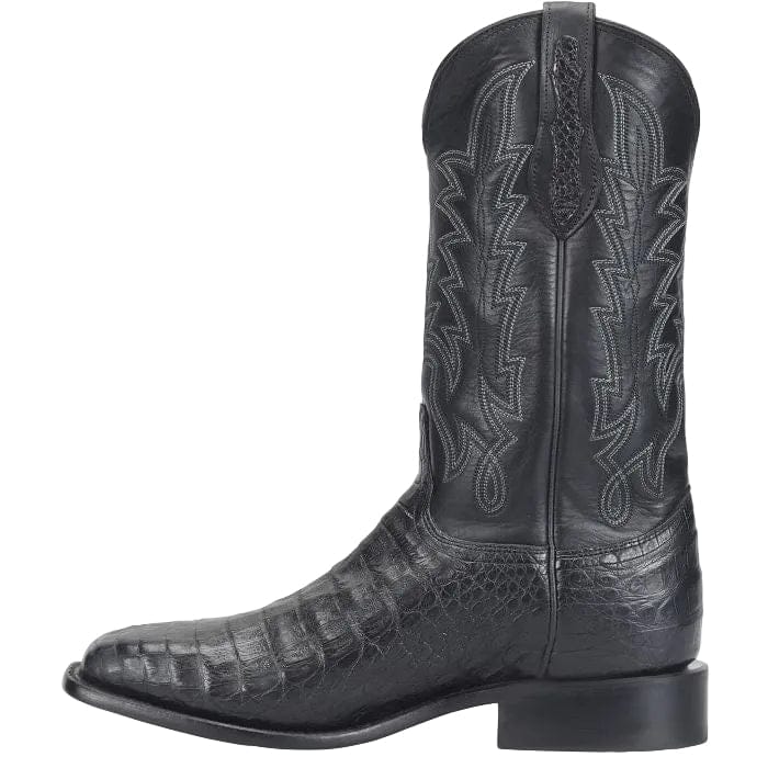 JUSTIN Boots Justin Men's Obsidian Black Panama Caiman Exotic Cowboy Boots GR5333