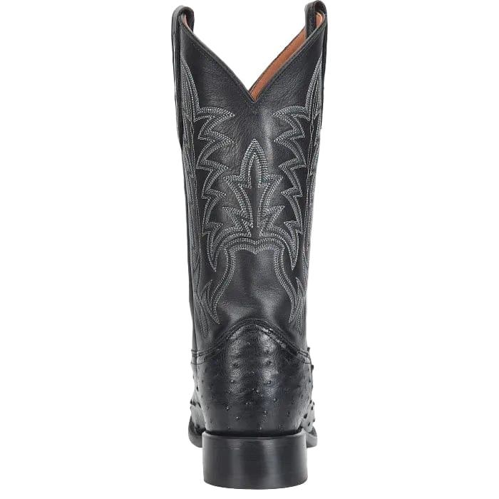 JUSTIN Boots Justin Men's Obsidian Black Rancher Ostrich Exotic Cowboy Boot GR5335