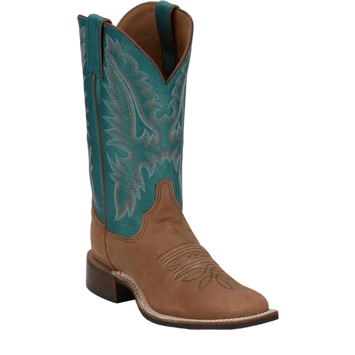 JUSTIN Boots Justin Women's Tan and Turquoise Shay Western Boots BR540