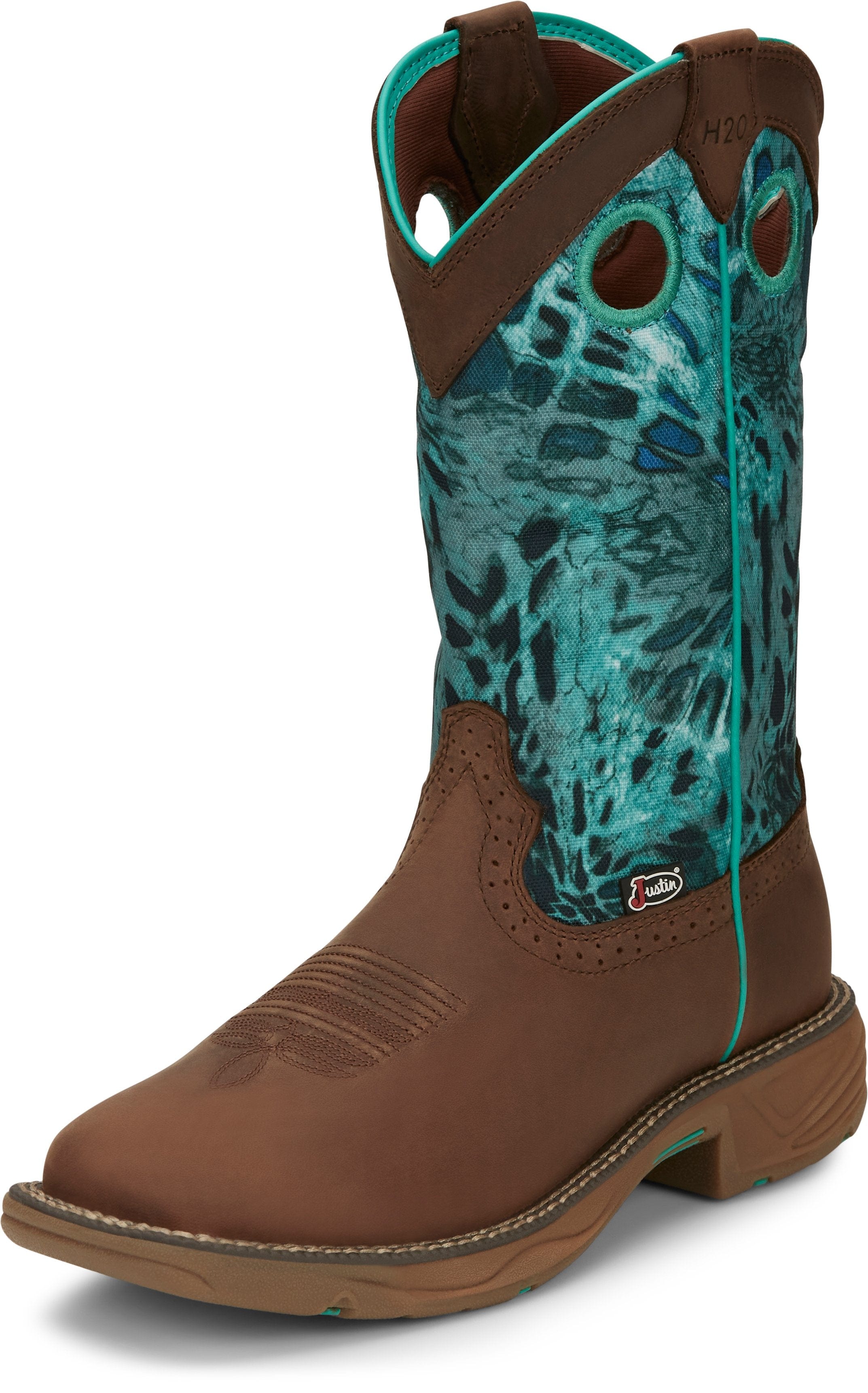 Justin Work Boots Justin Women's Stampede Rush Brunette Brown Waterproof Square Non-Safety Toe Work Boot -SE4355