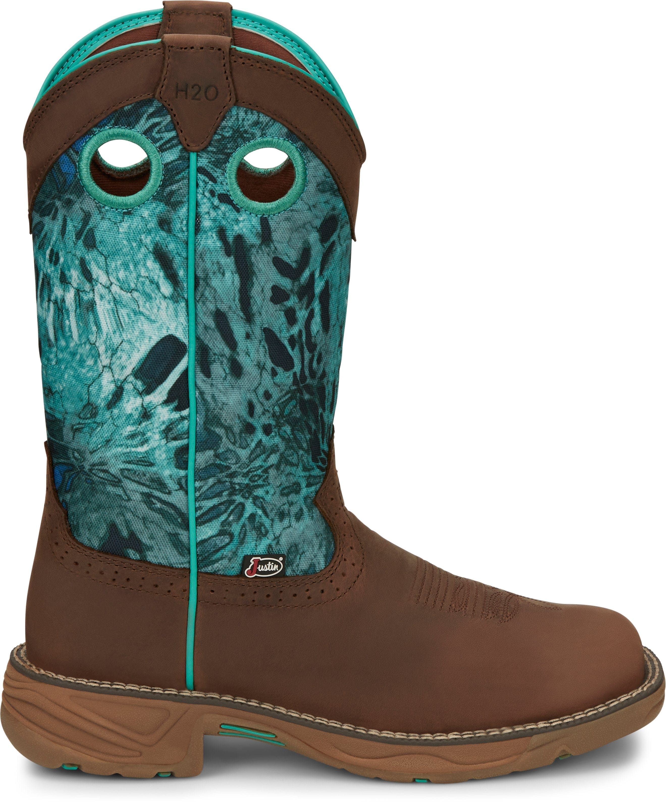 Justin Work Boots Justin Women's Stampede Rush Brunette Brown Waterproof Square Non-Safety Toe Work Boot -SE4355