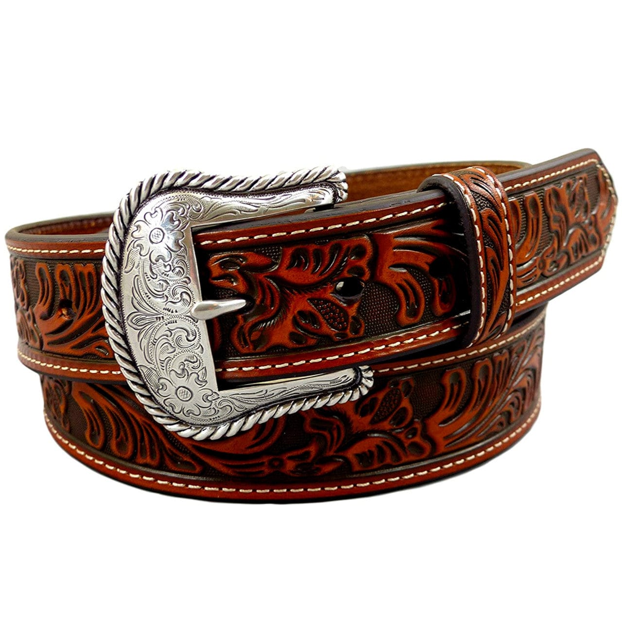 M&F WESTERN Belt Nocona Men's Brown Floral Embossed Belt N2446008
