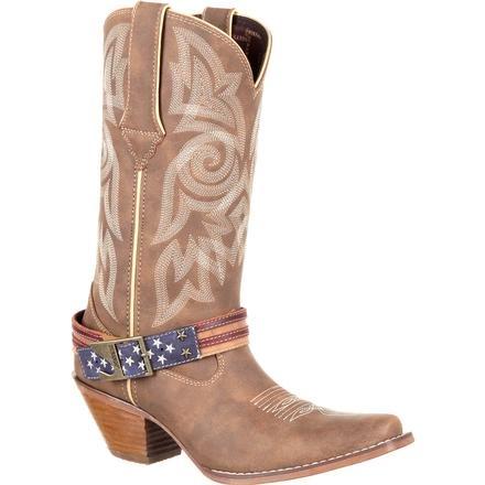 M&F WESTERN Boots Durango Women's Crush Flag Accessory Brown Snip Toe Cowgirl Boots - DRD0208