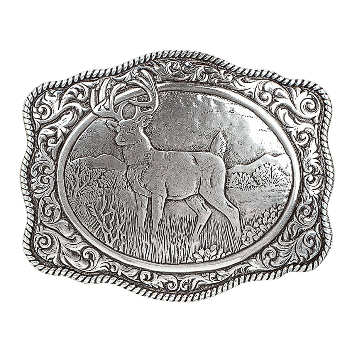 M&F WESTERN Buckle Crumrine Men's Silver Deer Scalloped Buckle 38038
