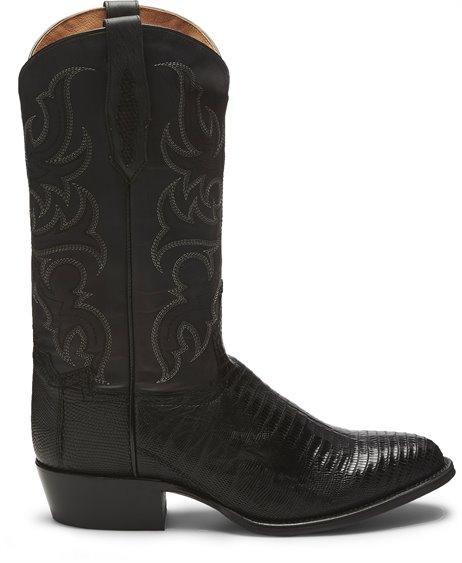 TONY LAMA Boots Tony Lama Men's 1911 Nacogdoches Teju Lizard Black Round Toe Cowboy Boots TL5150