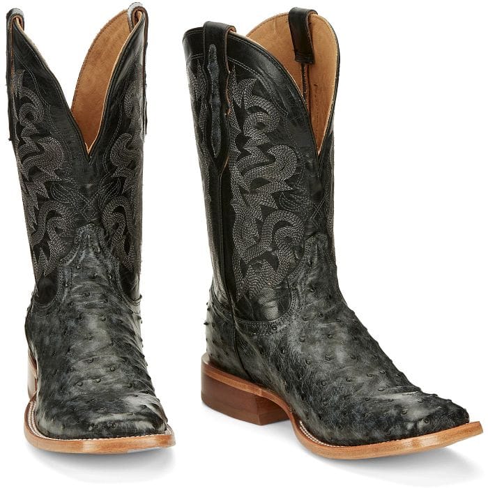 TONY LAMA Boots Tony Lama Men's Grey Moore Full Quill Ostrich Exotic Western Boots TL5355