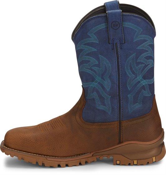 TONY LAMA Boots Tony Lama Men's Roustabout Blue/Tan Steel Toe Waterproof Work Boots TW5010
