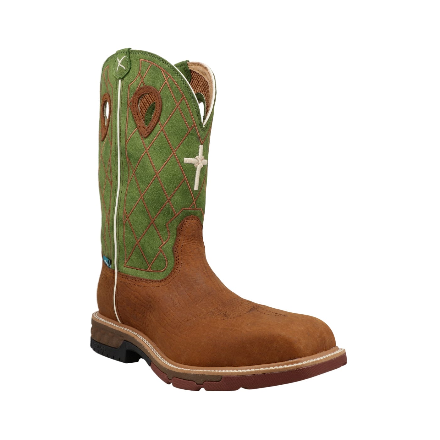 TWISTED X BOOTS Boots Twisted X Men's Carmel Cafe & Green Comp Toe Western Work Boot MXBNW07