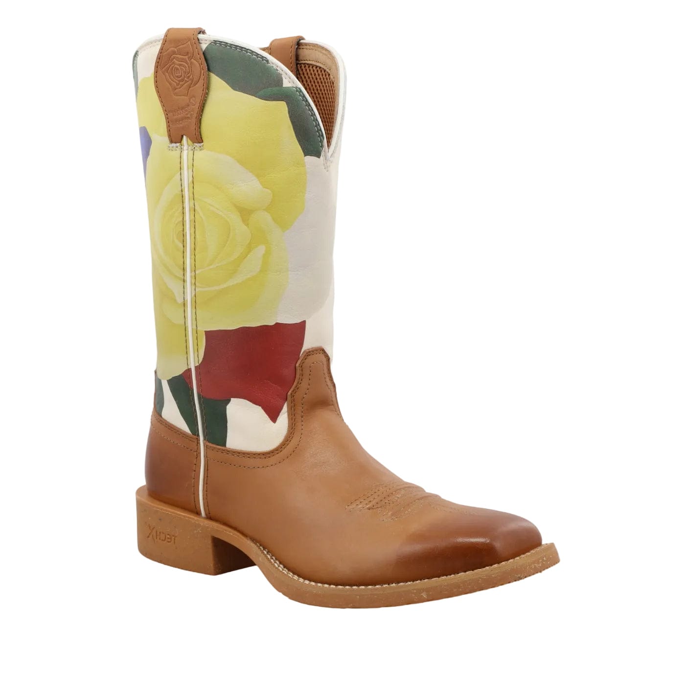 TWISTED X BOOTS Boots Twisted X Women's Indian Tan & Yellow Rose Tech X Western Boots WXTR003