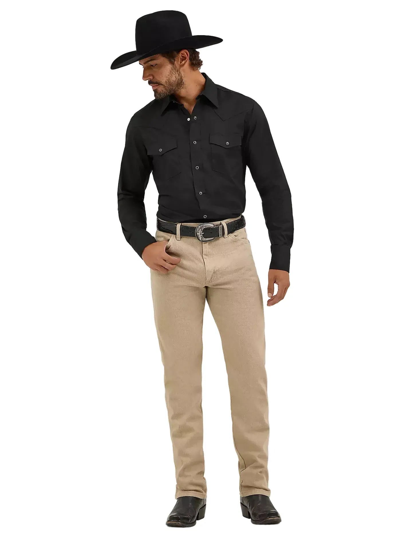 WRANGLER Shirts Wrangler Men's Black Western Long Sleeve Snap Shirt 1071105BK