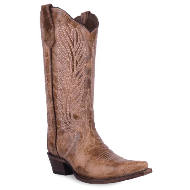 CORRAL BOOTS Boots Circle G Women's Triad Honey Brown Embroidery Snip Toe Western Boots L6060