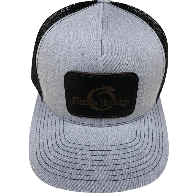 FLORIDA HERITAGE Hats Florida Heritage Men's Black Leather FHA Patch Trucker Ball Cap