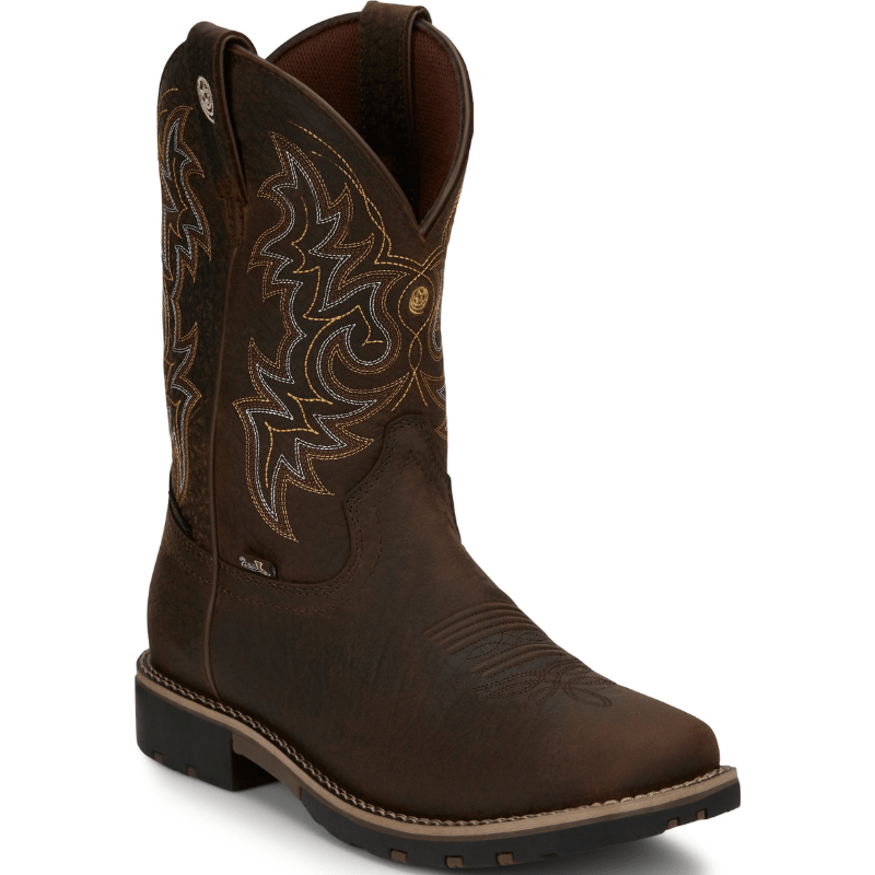 Justin Boots Boots Justin Men's George Strait Fireman Brown Waterproof Cowboy Boots GR9050