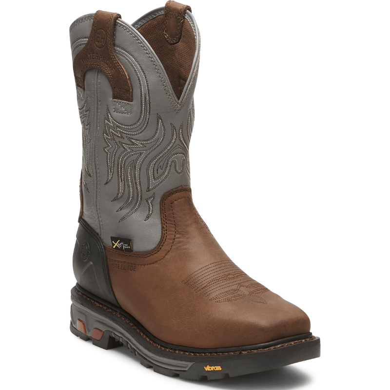 Justin Work Boots Justin Men's Tanker Timber Brown Waterproof Steel Toe Work Boots WK2102