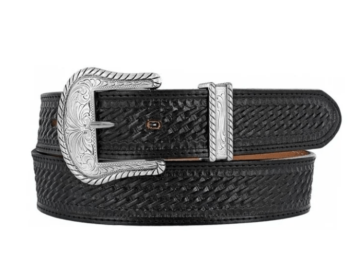 LEEGIN Belt Justin Men's Black Bronco Western Belt C12263