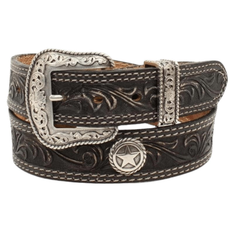 M&F WESTERN Belts Nocona Men's San Antonio USA Circle Stars Leather Black Belt N2300601