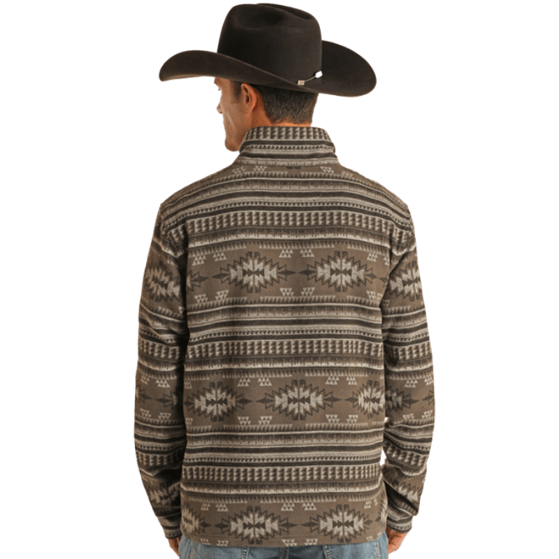 PANHANDLE SLIM Outerwear Panhandle Men's Aztec Henley Black Pullover Jacket BM91C01955