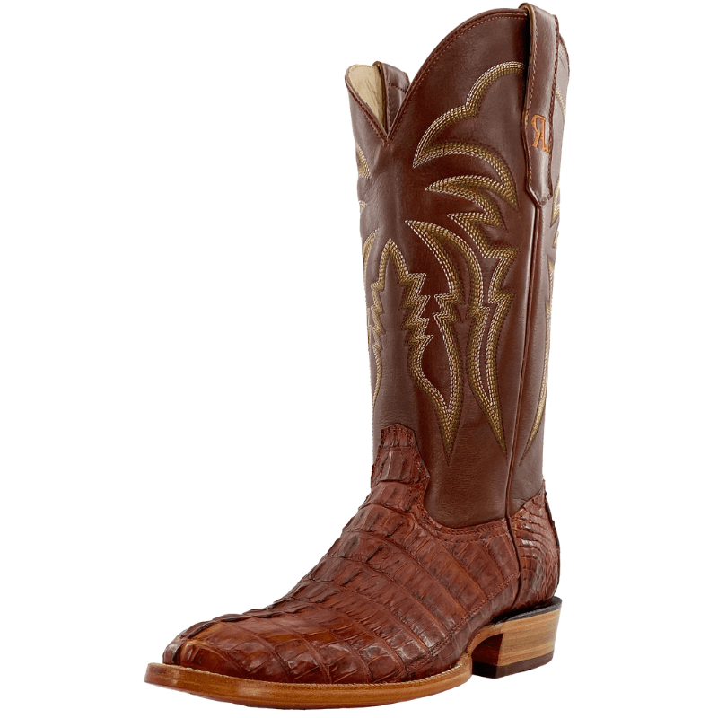 R WATSON BOOTS Boots R. Watson Men's Brandy Hornback Caiman Tail Round Toe Boots RW3012-3