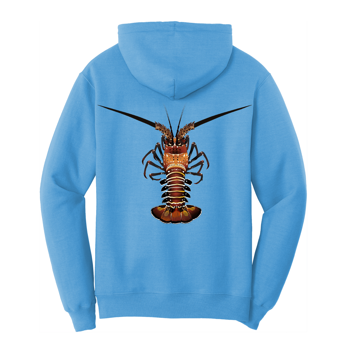Saltwater Born Cotton Hoodie S / AQUATIC BLUE Florida Keys Realistic Lobster Cotton Hoodie