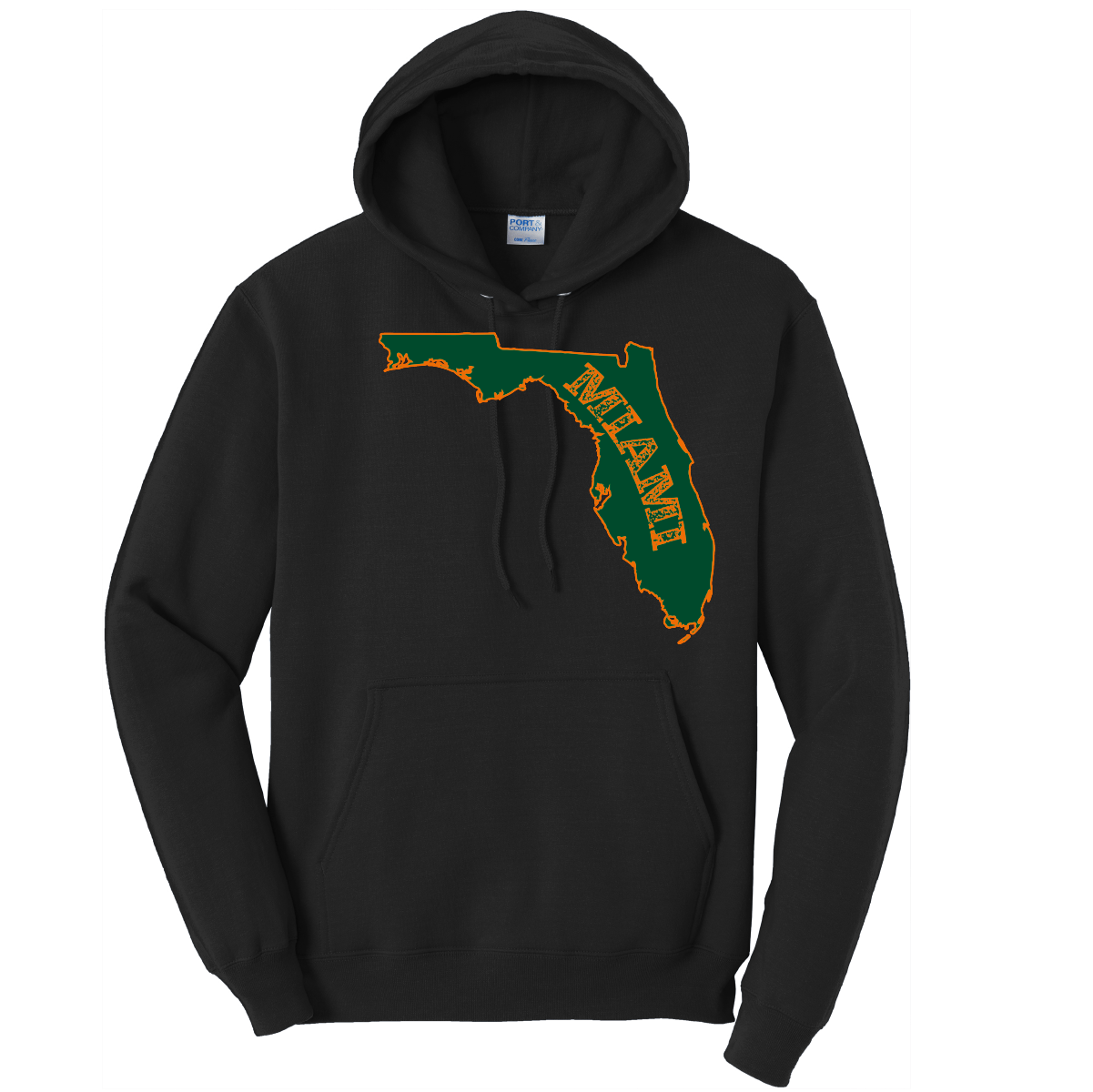 Saltwater Born Cotton Hoodie S / JET BLACK Miami Orange and Green Cotton Hoodie